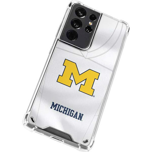 University of Michigan White Jersey Galaxy S21 Ultra 5G Clear Case