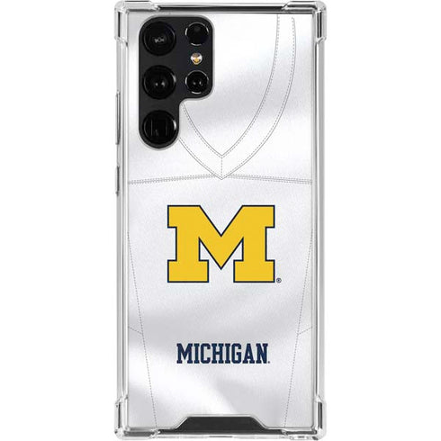 University of Michigan White Jersey Galaxy S22 Ultra Clear Case