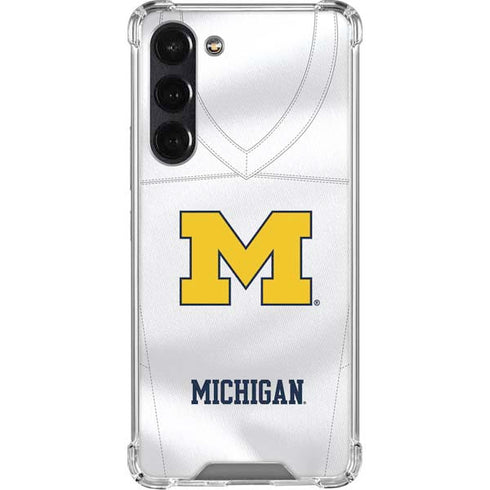 University of Michigan White Jersey Galaxy S23 FE Clear Case