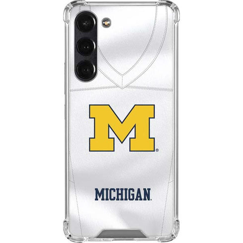University of Michigan White Jersey Galaxy S24 FE Clear Case