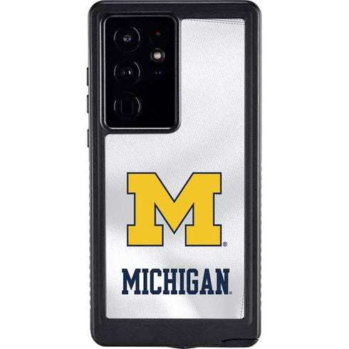 University of Michigan White Jersey Galaxy S24 Ultra Waterproof Case