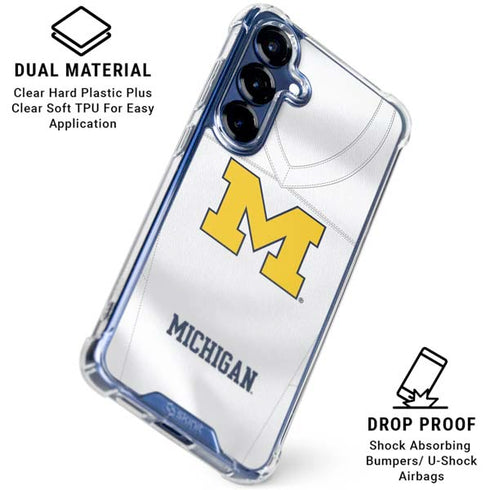 University of Michigan White Jersey Galaxy S25 Clear Case