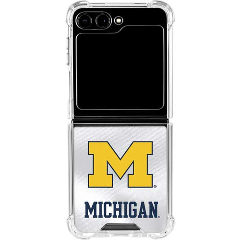 University of Michigan White Jersey Galaxy Z Flip5 5G Clear Case
