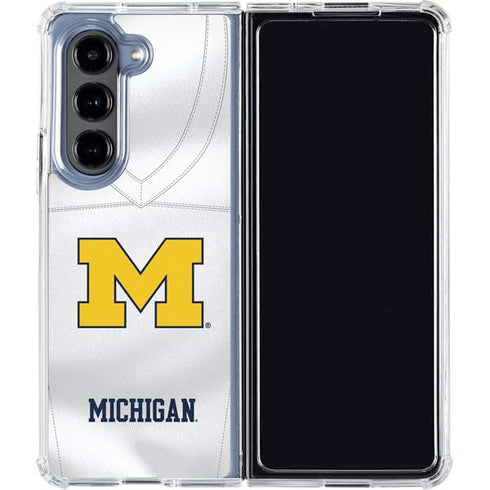 University of Michigan White Jersey Galaxy Z Fold5 5G Clear Case