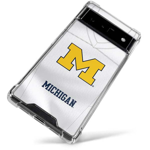 University of Michigan White Jersey Google Pixel 6 Clear Case