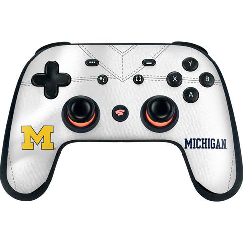 University of Michigan White Jersey Google Stadia Controller Skin