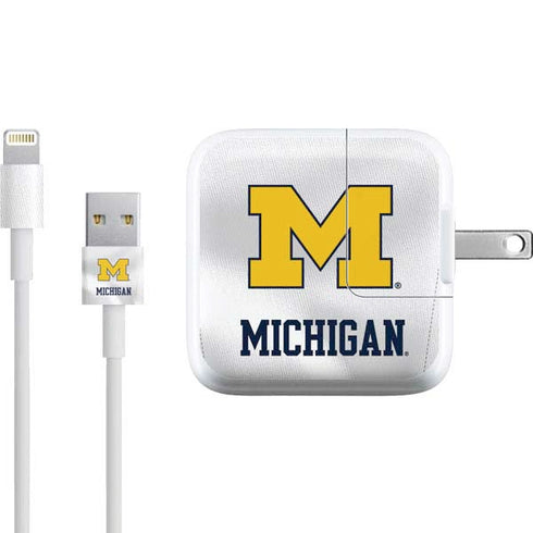 University of Michigan White Jersey iPad Charger (10W USB) Skin