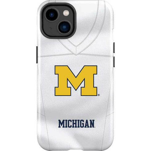 University of Michigan White Jersey iPhone 14 Plus Impact Case