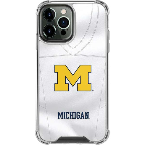 University of Michigan White Jersey iPhone 14 Pro Max Clear Case