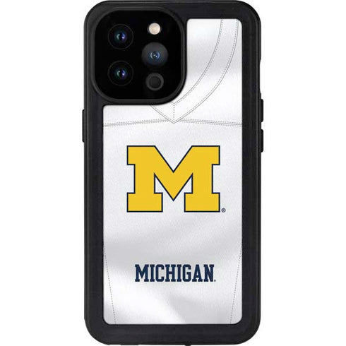 University of Michigan White Jersey iPhone 14 Pro Max Waterproof Case