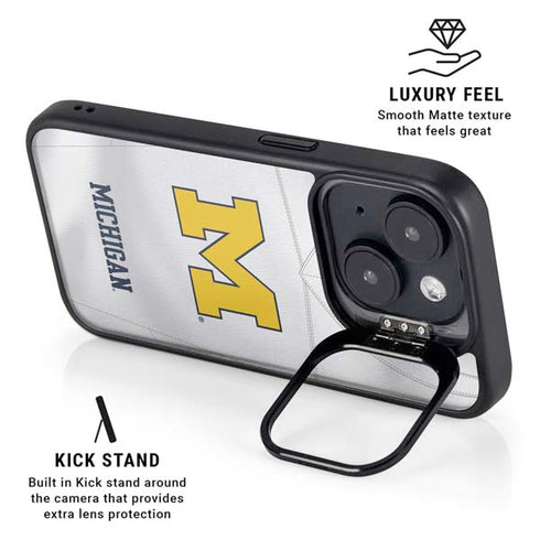 University of Michigan White Jersey iPhone 15 Kickstand Case