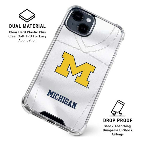 University of Michigan White Jersey iPhone 15 Plus Clear Case