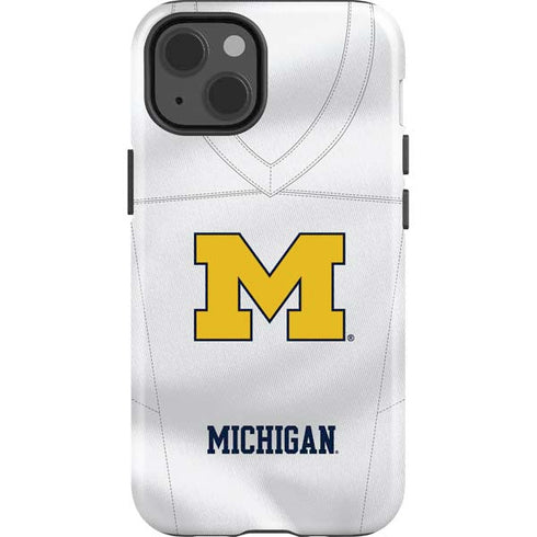 University of Michigan White Jersey iPhone 15 Plus Impact Case
