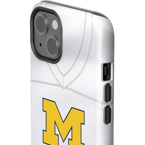 University of Michigan White Jersey iPhone 15 Plus Impact Case