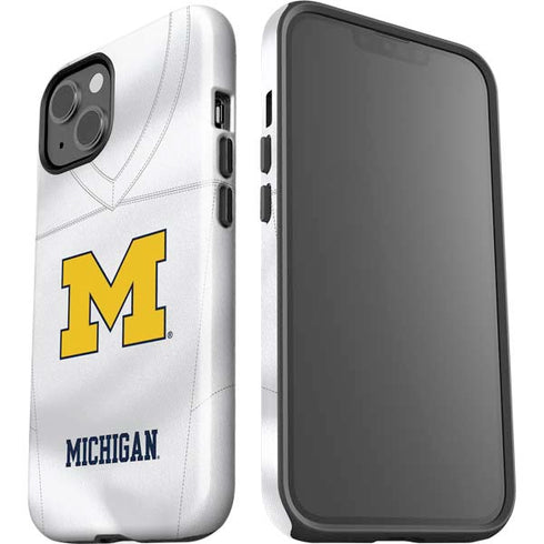 University of Michigan White Jersey iPhone 15 Plus Impact Case
