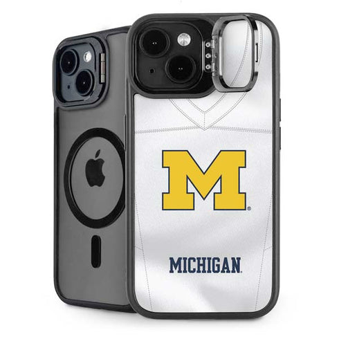 University of Michigan White Jersey iPhone 15 Plus Kickstand Case