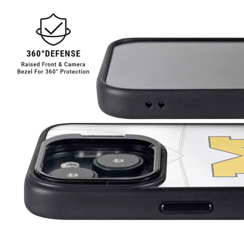 University of Michigan White Jersey iPhone 15 Plus Kickstand Case