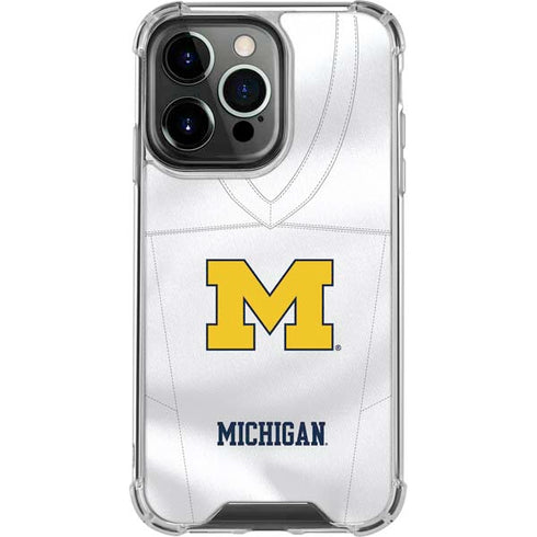 University of Michigan White Jersey iPhone 15 Pro Clear Case