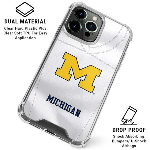 University of Michigan White Jersey iPhone 15 Pro Clear Case