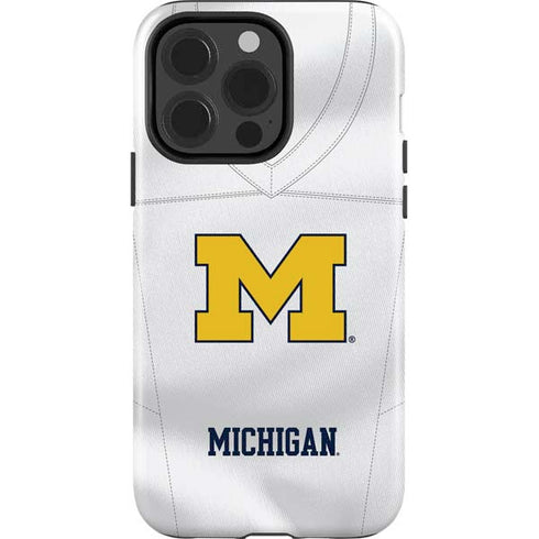 University of Michigan White Jersey iPhone 15 Pro Impact Case