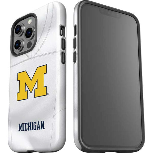 University of Michigan White Jersey iPhone 15 Pro Impact Case