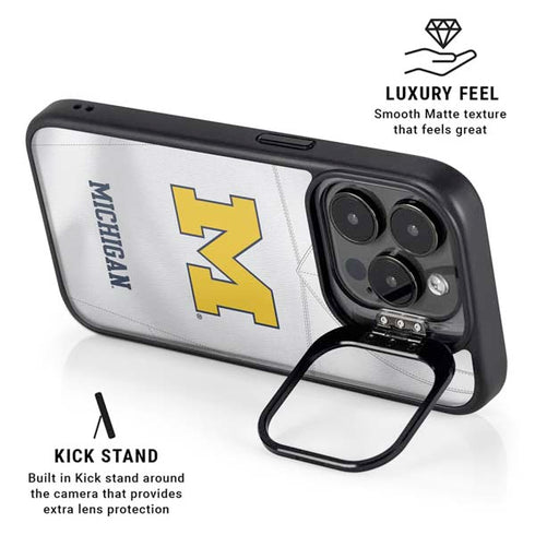 University of Michigan White Jersey iPhone 15 Pro Kickstand Case