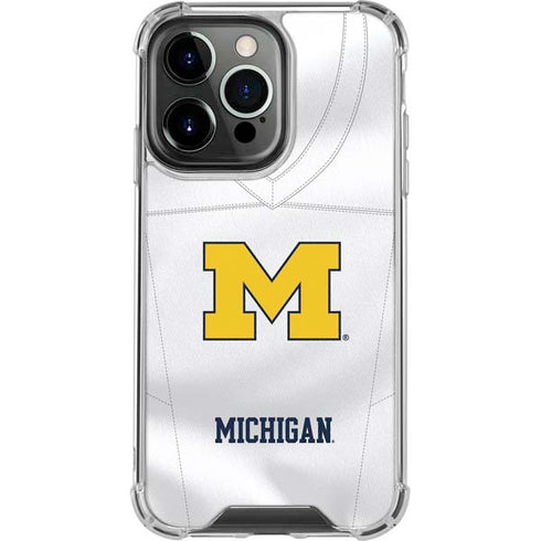 University of Michigan White Jersey iPhone 15 Pro Max Clear Case