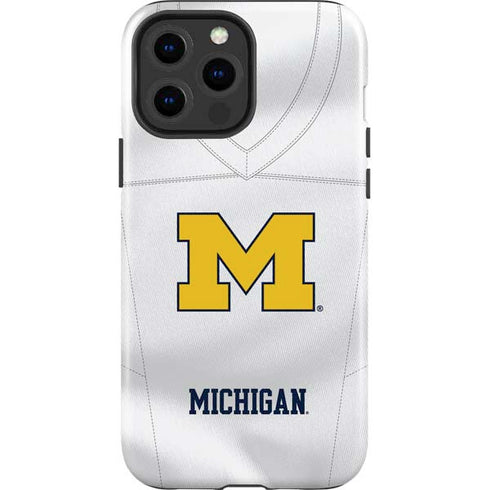University of Michigan White Jersey iPhone 15 Pro Max Impact Case