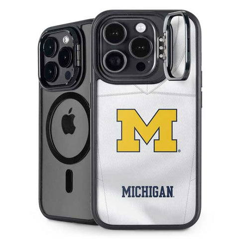 University of Michigan White Jersey iPhone 15 Pro Max Kickstand Case