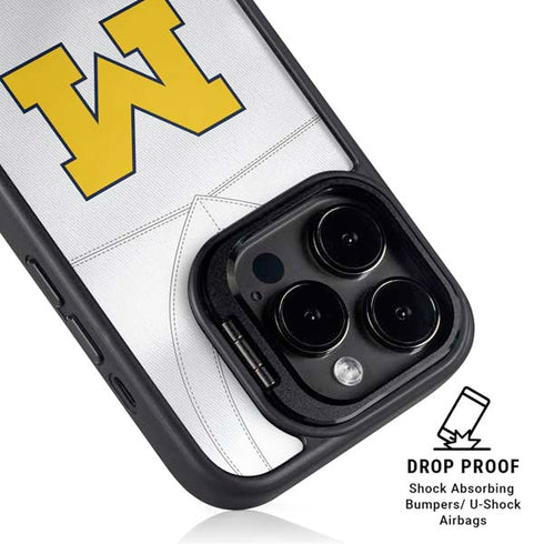 University of Michigan White Jersey iPhone 15 Pro Max Kickstand Case