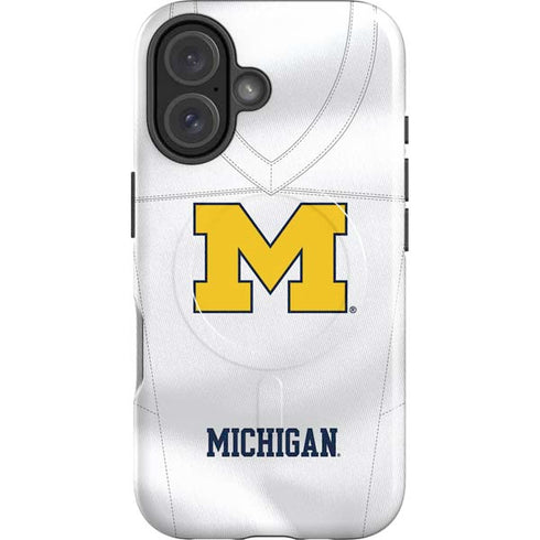 University of Michigan White Jersey iPhone 16 Magsafe Impact Case