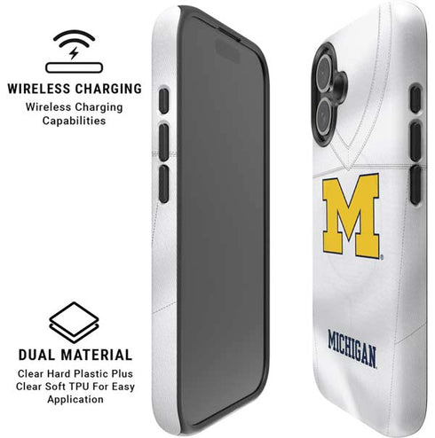University of Michigan White Jersey iPhone 16 Magsafe Impact Case
