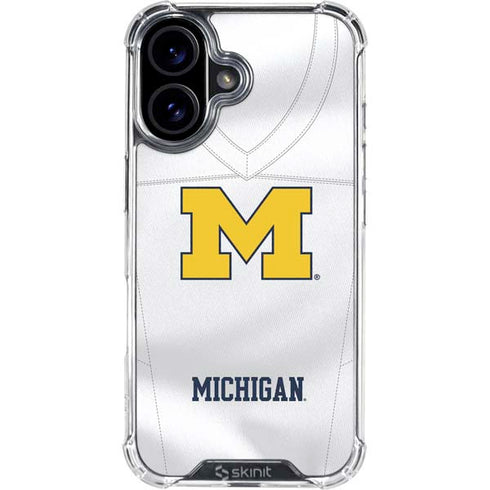 University of Michigan White Jersey iPhone 16 Plus Clear Case