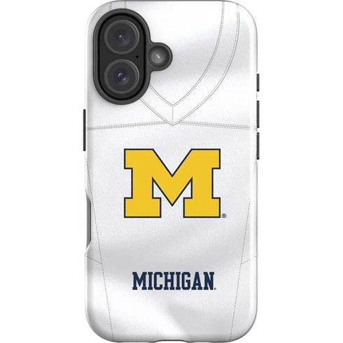 University of Michigan White Jersey iPhone 16 Plus Impact Case