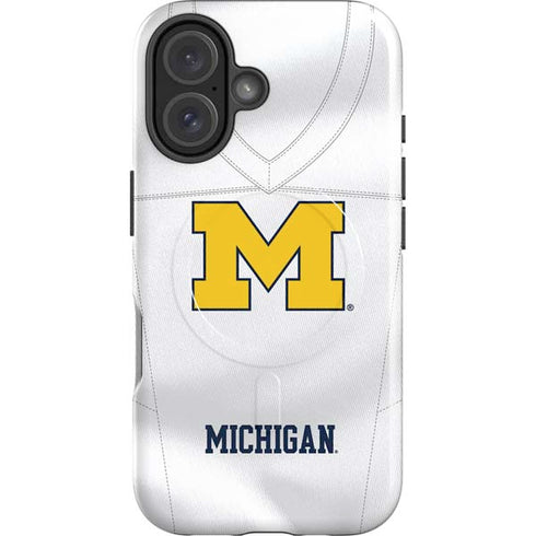 University of Michigan White Jersey iPhone 16 Plus Magsafe Impact Case
