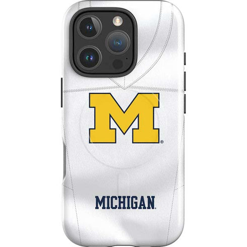 University of Michigan White Jersey iPhone 16 Pro Max Magsafe Impact Case