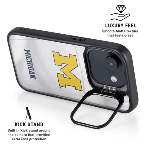 University of Michigan White Jersey iPhone 16e Kickstand Case