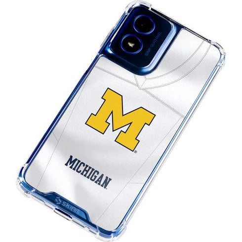 University of Michigan White Jersey Moto G 5G (2024) Clear Case
