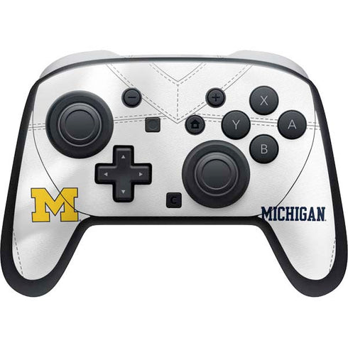 University of Michigan White Jersey Nintendo Switch 2 (2025) Pro Controller Skin