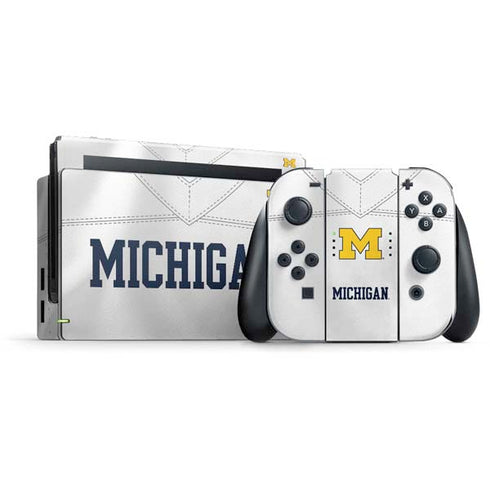 University of Michigan White Jersey Nintendo Switch Bundle Skin