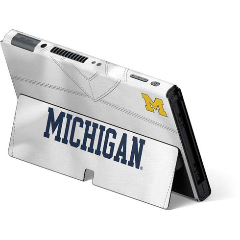 University of Michigan White Jersey Nintendo Switch OLED (2021) Skin