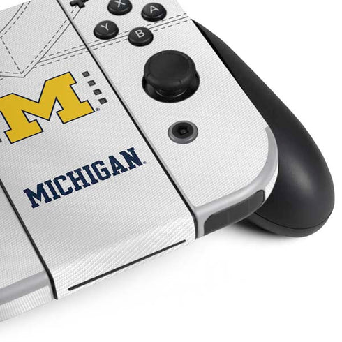 University of Michigan White Jersey Nintendo Switch OLED (2021) Skin