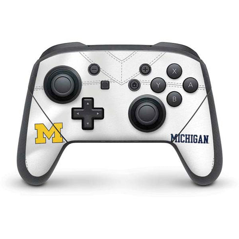 University of Michigan White Jersey Nintendo Switch Pro Controller Skin