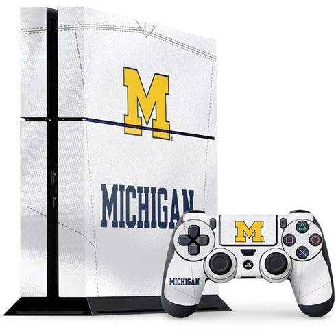 University of Michigan White Jersey PS4 Console and Controller Bundle Skin