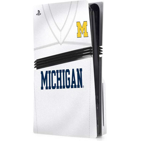 University of Michigan White Jersey PS5 Pro Disk Console Skin