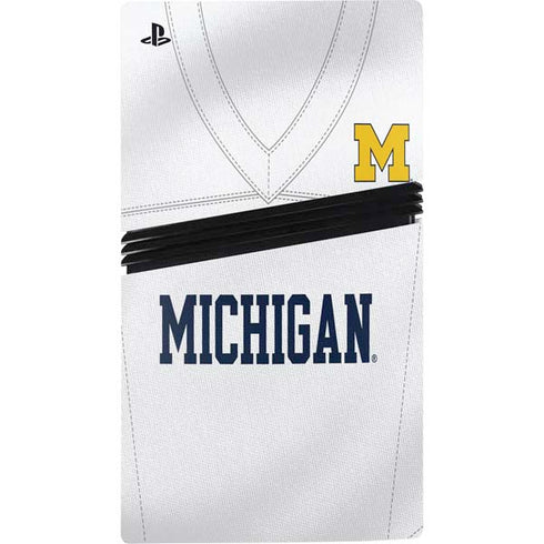 University of Michigan White Jersey PS5 Pro Disk Console Skin