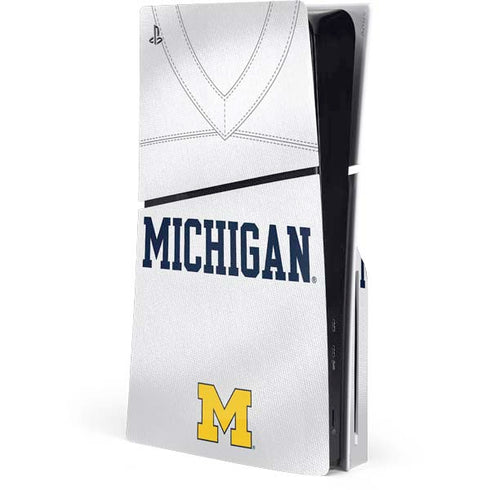 University of Michigan White Jersey PS5 Slim Disk Console Skin
