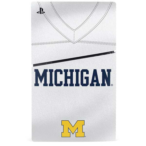 University of Michigan White Jersey PS5 Slim Disk Console Skin