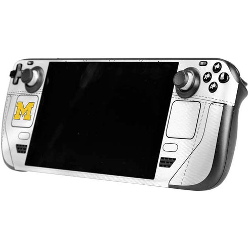 University of Michigan White Jersey Steam Deck Handheld Gaming Computer OLED Skin