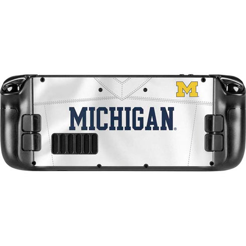 University of Michigan White Jersey Steam Deck Handheld Gaming Computer OLED Skin